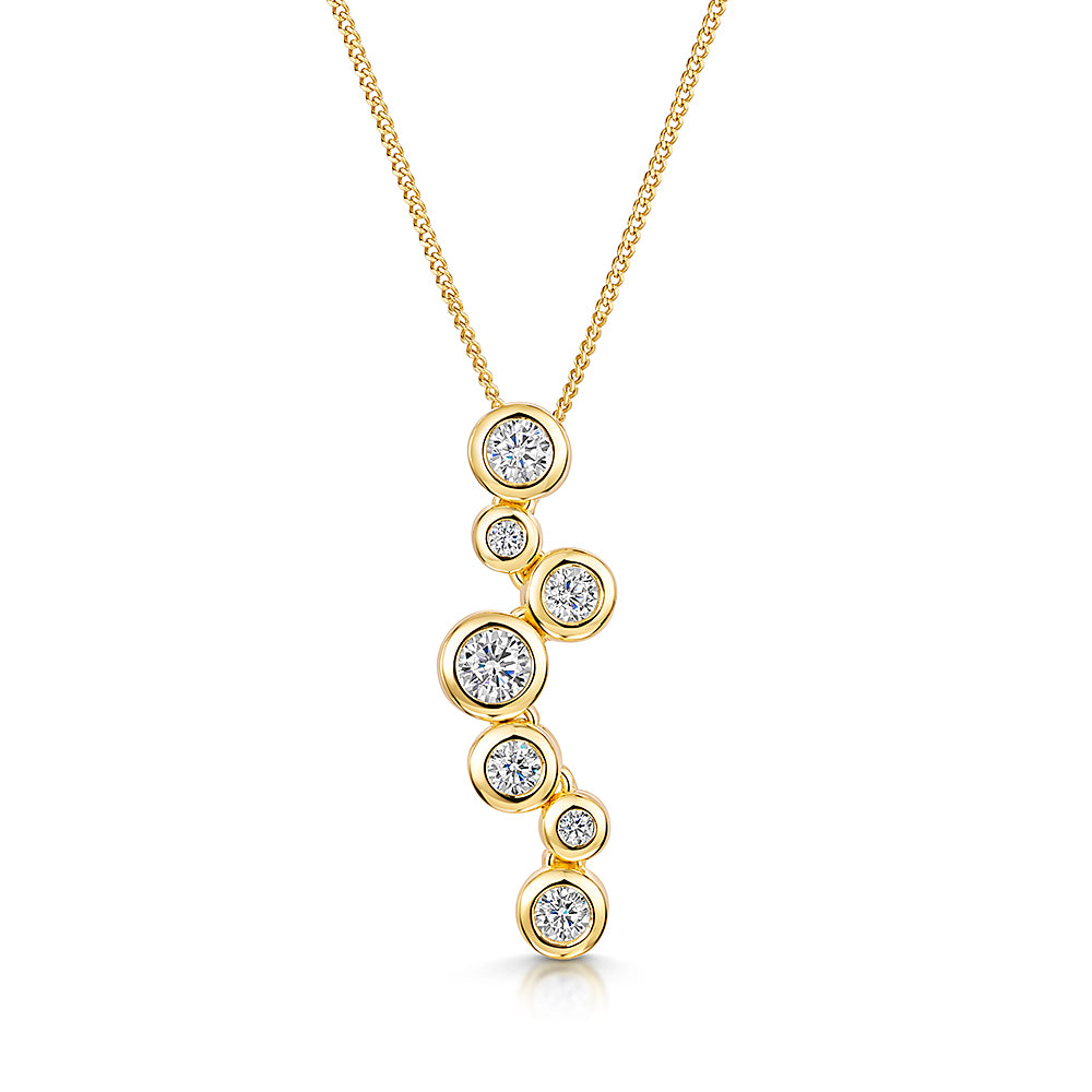 Yellow Gold Seven Cubic Zirconia Stones Bubble Pendant -JOOLS by Jenny Brown