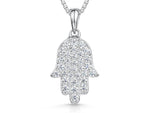 Load image into Gallery viewer, Sterling Silver Hamsa Hand Necklace Pave Set With Cubic Zirconia Stones  - JOOLS By Jenny Brown
