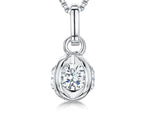 Load image into Gallery viewer, Sterling Silver Ball Pendant Open Set With Four Cubic Zirconia Round Stones
