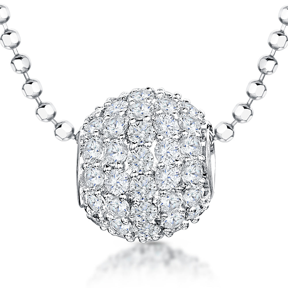 Sterling Silver Pave Set Glitterball Pendant