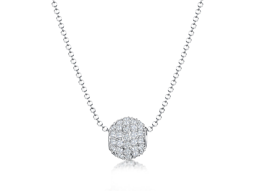 Sterling Silver Pave Set Glitterball Pendant
