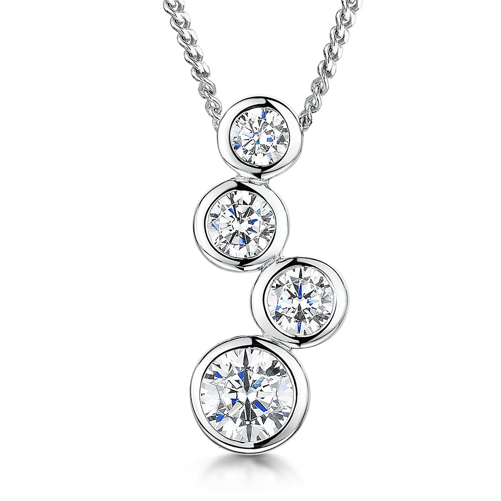 Sterling Silver Raindance Style Pendant With Four Zirconia StonesPendants - JOOLS By Jenny Brown