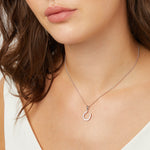 Load image into Gallery viewer, Sterling Silver Offset Cubic Zirconia  Horseshoe Pendant-JOOLS byJenny Brown

