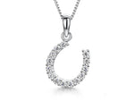 Load image into Gallery viewer, Sterling Silver Offset Cubic Zirconia  Horseshoe Pendant-JOOLS byJenny Brown
