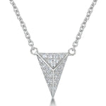 Load image into Gallery viewer, Sterling Silver Pyramid Shaped Pendant On A Fixed Chain With Pave Set Cubic Zirconias JOOLS by Jenny Brown
