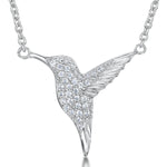 Load image into Gallery viewer, Pave Set Sterling Silver Hummingbird Pendant On A Fixed Chain JOOLS by Jenny Brown
