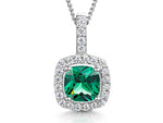 Load image into Gallery viewer, Sterling Silver Halo Green Square Pendant JOOLS by Jenny Brown
