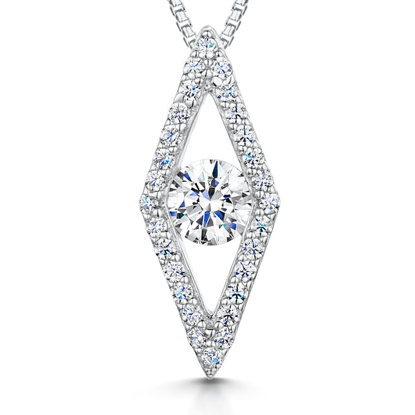 Sterling Silver Pointed Diamond Shaped Pendant With Central Cubic Zirconia JOOLS by Jenny Brown