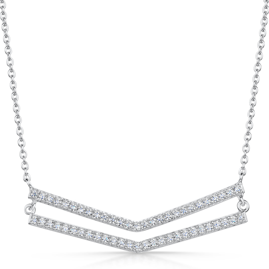 Sterling Silver 'Chevron' Pendant Set With Cubic Zirconias JOOLS by Jenny Brown