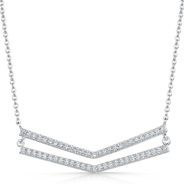 Sterling Silver 'Chevron' Pendant Set With Cubic Zirconias JOOLS by Jenny Brown