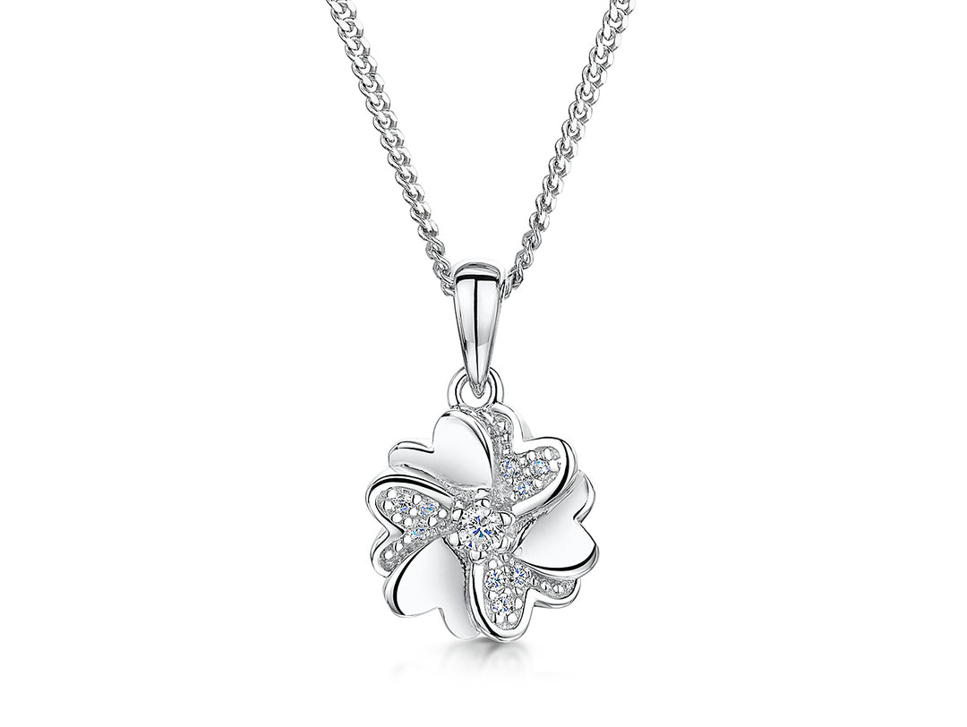Sterling Silver and Cubic Zirconia Pendant With Interlocked Hearts In