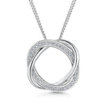 Load image into Gallery viewer, Sterling Silver Woven Circle Pendant With Pave Cubic Zirconias JOOLS by Jenny Brown
