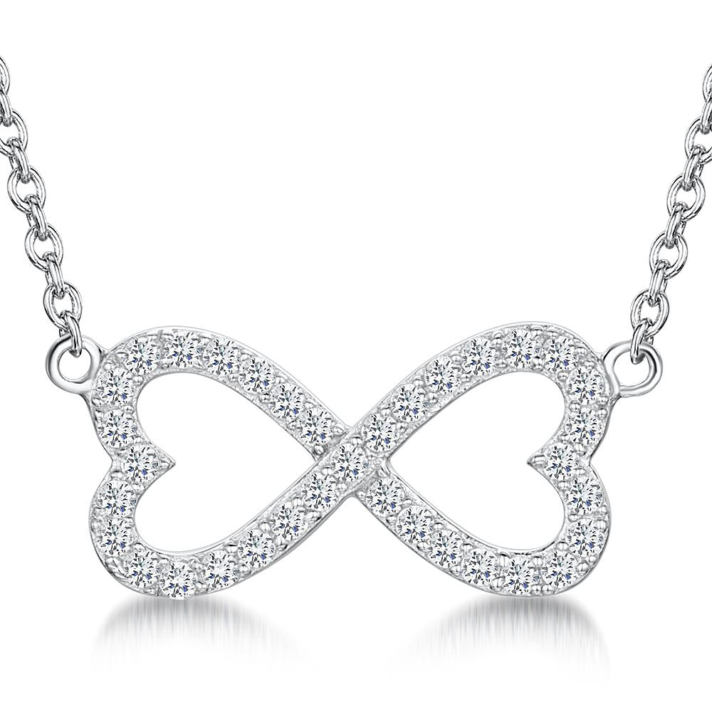 Sterling Silver Cubic Zirconia Infinity Open Heart  Necklace - JOOLS By Jenny Brown