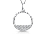 Load image into Gallery viewer, Sterling Silver Open Circle Pendant With Half Moon Pave Cubic Zirconias
