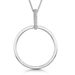 Load image into Gallery viewer, Sterling-Silver-Polished-Open-Circle-Pendant-Set-Featuring-A-White-Zirconia-Set-Bale
