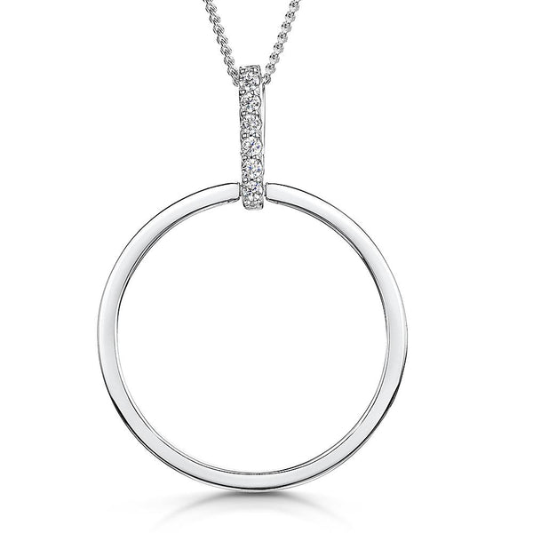 Sterling-Silver-Polished-Open-Circle-Pendant-Set-Featuring-A-White-Zirconia-Set-Bale