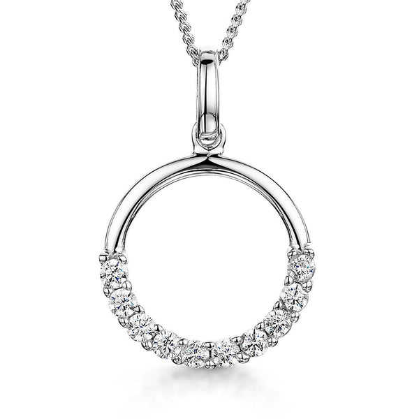 Sterling Silver Half Stone Set Circle Pendant-JOOLS by Jenny Brown