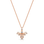 Load image into Gallery viewer, Small Rose Gold Bee Necklace Set With White Cubic Zirconia Stones-JOOLS by Jenny Brown
