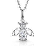 Load image into Gallery viewer, Sterling Silver Bee Necklace Set With An Oval  Cubic Zirconia  - JOOLS By Jenny Brown
