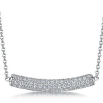 Load image into Gallery viewer, Sterling Silver Pave Set Curved Bar Pendant On A Fixed Chain
