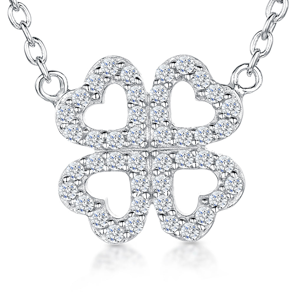 Sterling Silver Pendant With Four Cubic Zirconia Hearts