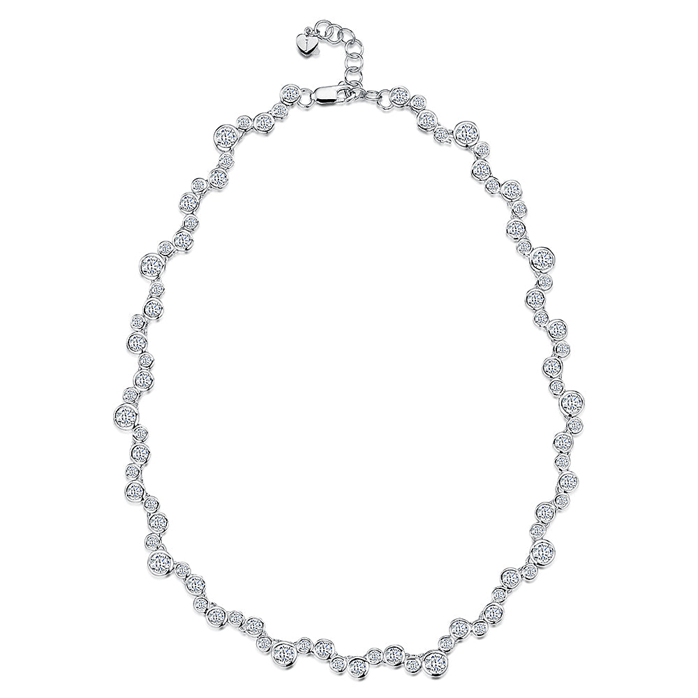 Sterling Silver Cubic Zirconia Bubble Full Necklace-JOOLS by Jenny Brown