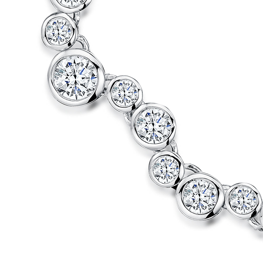 Sterling Silver Cubic Zirconia Bubble Full Necklace-JOOLS by Jenny Brown