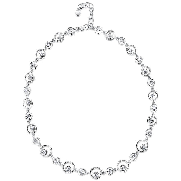 Sterling Silver Flower Drop Necklace Set With  Cubic Zirconia StonesPendants - JOOLS By Jenny Brown