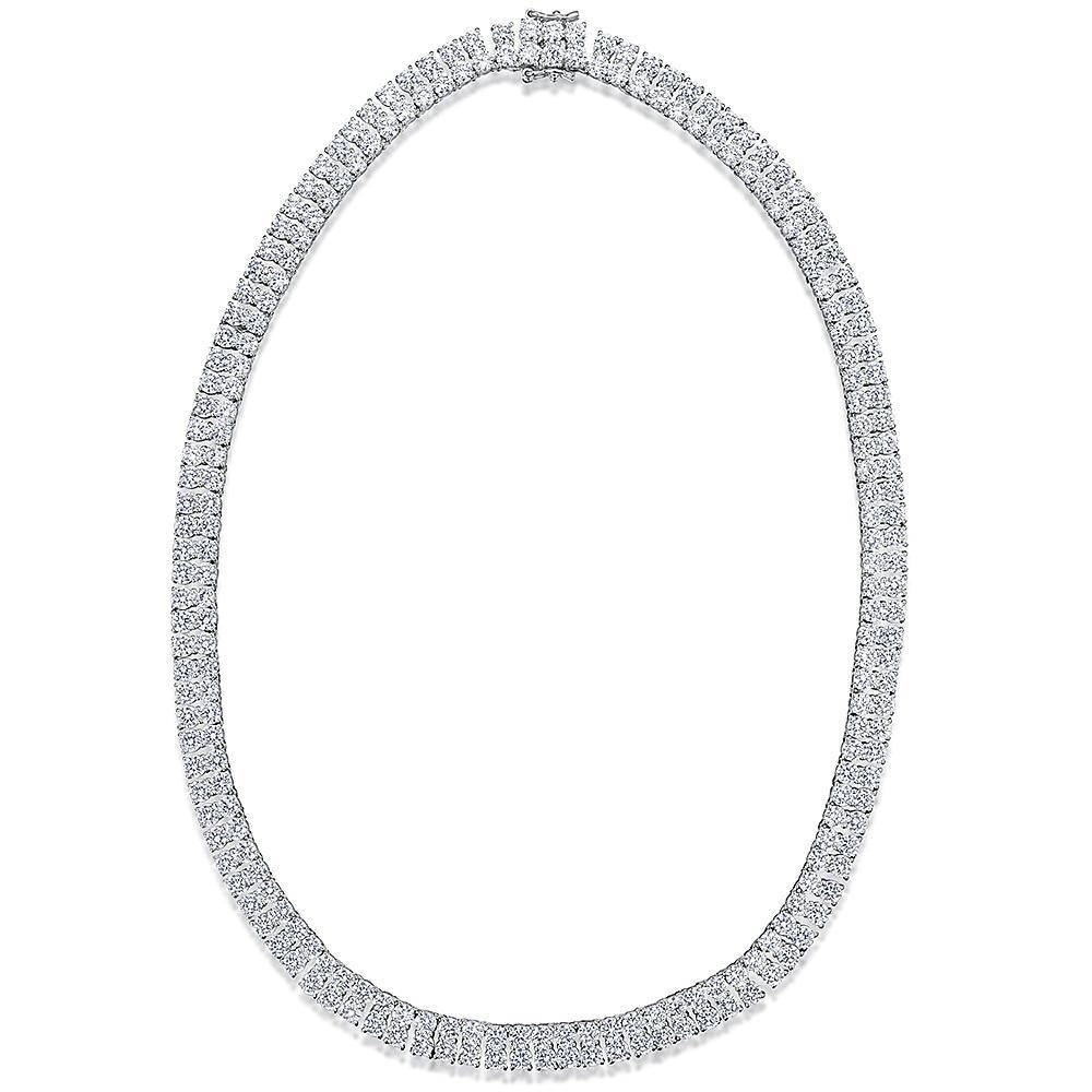 Sterling Silver Tennis  Necklace  Double Row Hinged With Quarter Carat Cubic Zirconia StonesNecklace - JOOLS By Jenny Brown