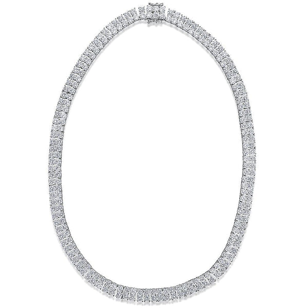 Sterling Silver Tennis  Necklace  Double Row Hinged With Quarter Carat Cubic Zirconia StonesNecklace - JOOLS By Jenny Brown