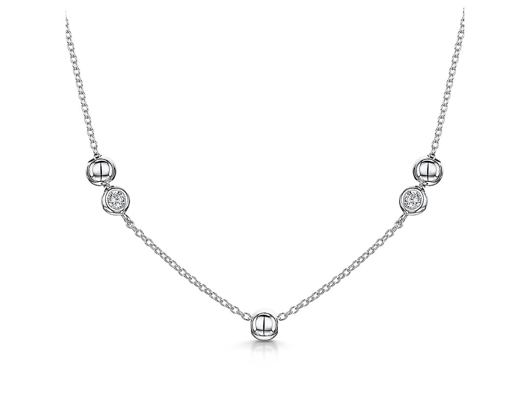 Sterling Silver Ball Necklace Set With Rubover Cubic Zirconias - JOOLS by Jenny Brown