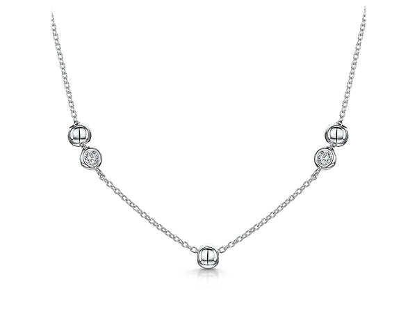 Sterling Silver Ball Necklace Set With Rubover Cubic Zirconias - JOOLS by Jenny Brown