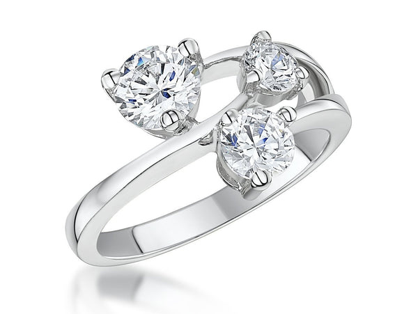 Sterling Silver Ring With Three Graduated Cubic Zirconia - JOOLS By Jenny Brown