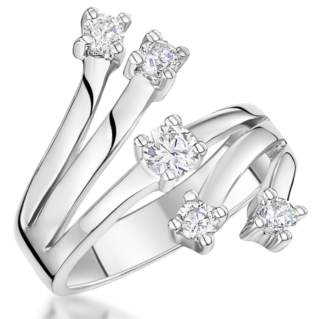 Sterling Silver Stranded Ring With Cubic Zirconia- JOOLS By Jenny Brown