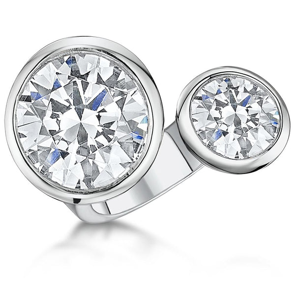 Sterling Silver Open Shank Ring With Two Cubic Zirconia Stones 8 Carat Total- JOOLS By Jenny Brown