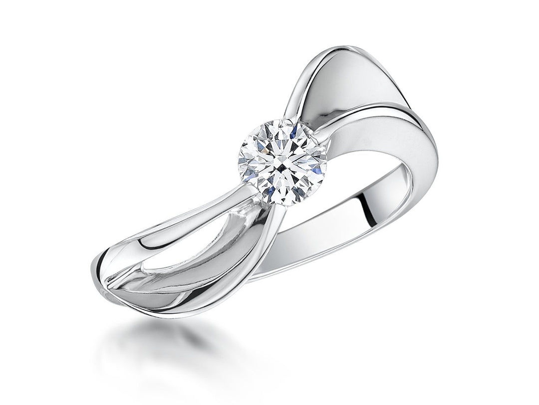 Sterling Silver Solitaire Band Ring with A Half Carat Cubic Zirconia StoneRings - JOOLS By Jenny Brown