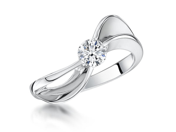 Sterling Silver Solitaire Band Ring with A Half Carat Cubic Zirconia StoneRings - JOOLS By Jenny Brown