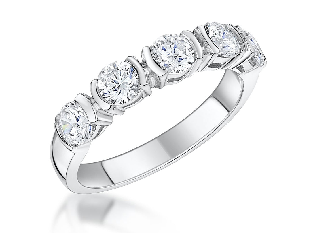 Sterling Silver  Half Hoop  Five  Stone Cubic Zirconia Ring - JOOLS By Jenny Brown