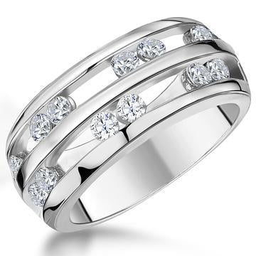 Sterling Silver And Cubic Zirconia Open Triple Band Ring - JOOLS By Jenny Brown