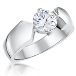 Load image into Gallery viewer, Sterling Silver  Chunky Tension Set Cubic Zirconia Ring
