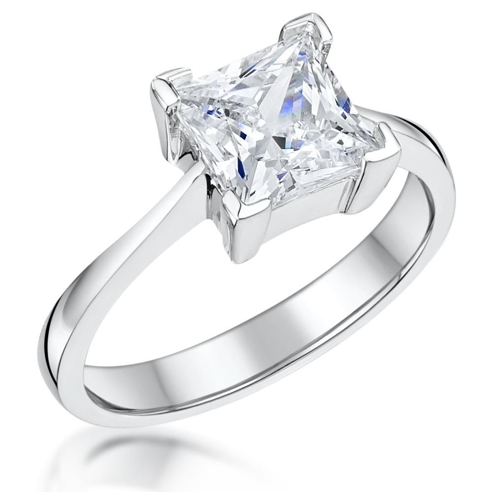 STERLING SILVER  TWO CARAT PRINCESS CUT SQUARE SOLITAIRE Ring - JOOLS By Jenny Brown