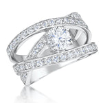 Load image into Gallery viewer, Sterling Silver Ring Triple Band Set With A One Carat Cubic Zirconia Centre - JOOLS By Jenny Brown
