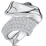 Load image into Gallery viewer, Sterling Silver Crossover Ring Set With Polished And Stone Set Sides - JOOLS By Jenny Brown
