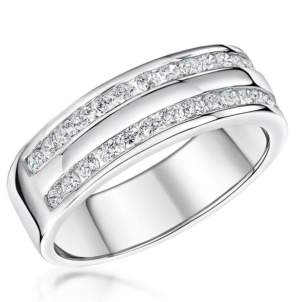 Sterling Silver Channel Set Ring  Set With Cubic Zirconia StonesRings - JOOLS By Jenny Brown