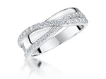 Load image into Gallery viewer, Sterling Silver And Cubic Zirconia Ring  Band With A Double Cross Setting  - JOOLS By Jenny Brown

