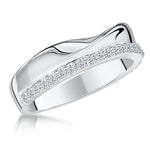 Load image into Gallery viewer, Sterling Silver And Cubic Zirconia Ring  Band With A Line of Set StonesRings - JOOLS By Jenny Brown
