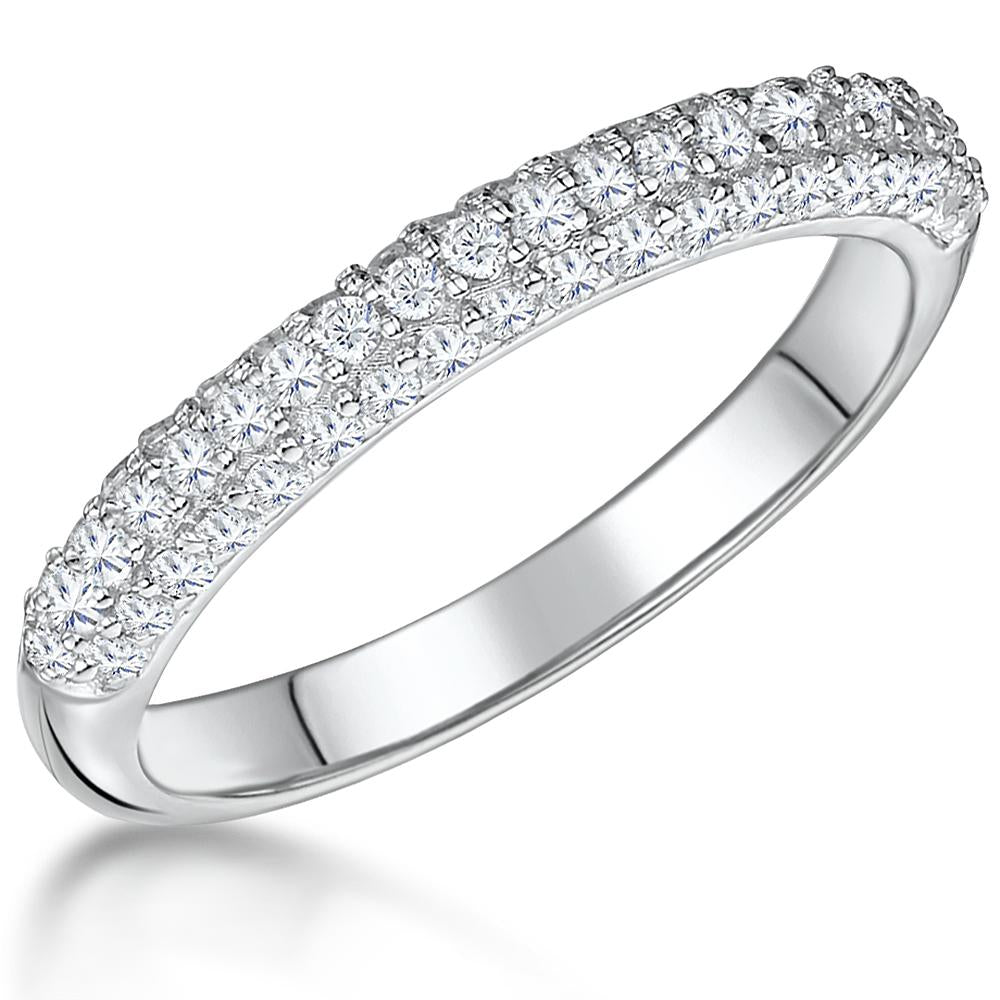 STERLING SILVER  HALF  ETERNITY RING SET WITH CUBIC ZIRCONIA STONESRings - JOOLS By Jenny Brown