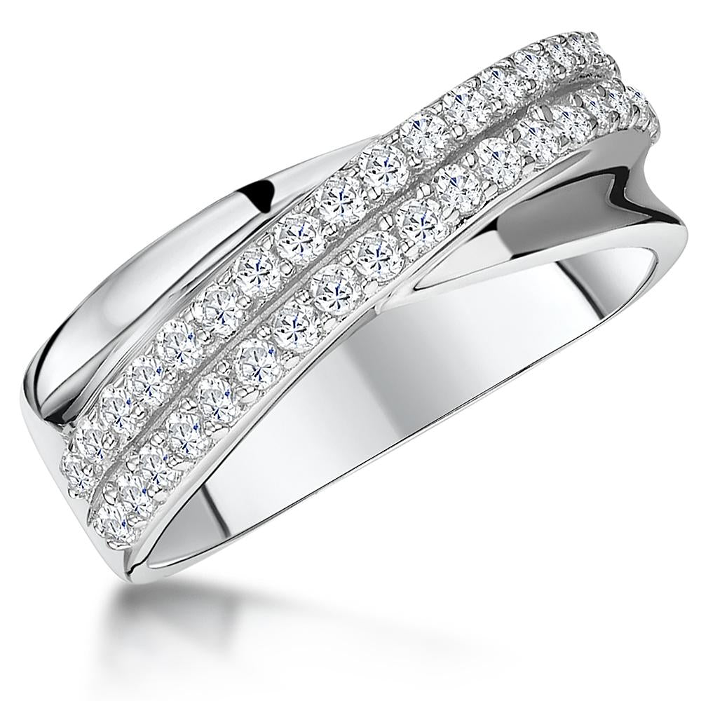 Sterling Silver Twisted Double Band Ring - JOOLS By Jenny Brown