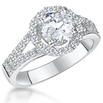Load image into Gallery viewer, Sterling Silver Halo Ring Set With A 1.3 Carat White Zirconia Centre Stone Ring- JOOLS By Jenny Brown
