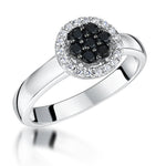 Load image into Gallery viewer, Sterling Silver Black Cubic Zirconia  Halo Ring - JOOLS By Jenny Brown
